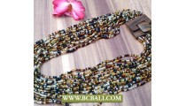 Bcbali Multi Strand Beaded Necklaces with Buckle Wood
